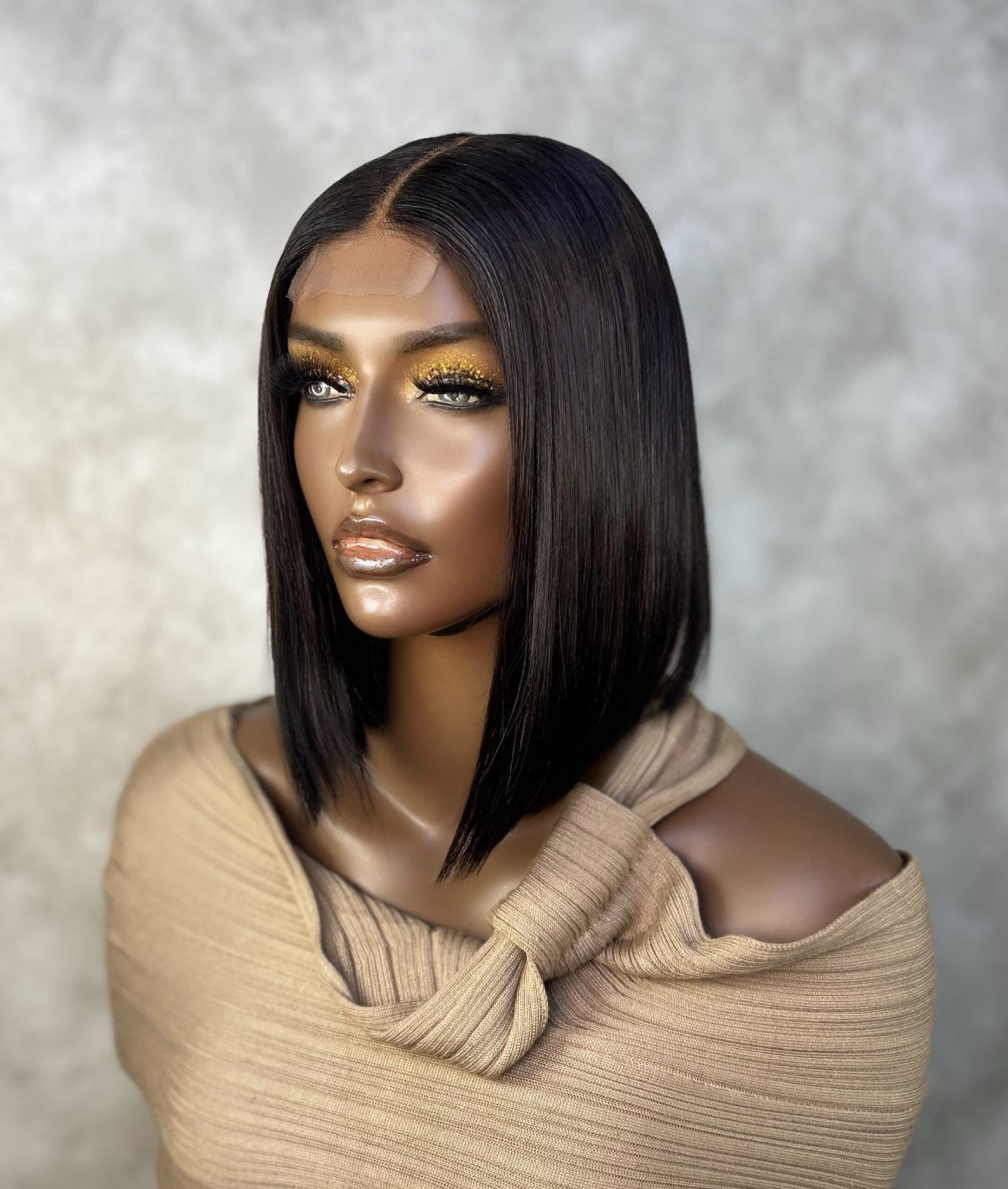 Kim K Double-Drawn Bob Wig easy to wear 4x4 closure