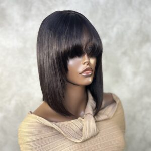 Straight Double-Drawn Bob Fringe Wig