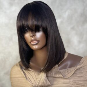 Straight Double-Drawn Bob Fringe Wig