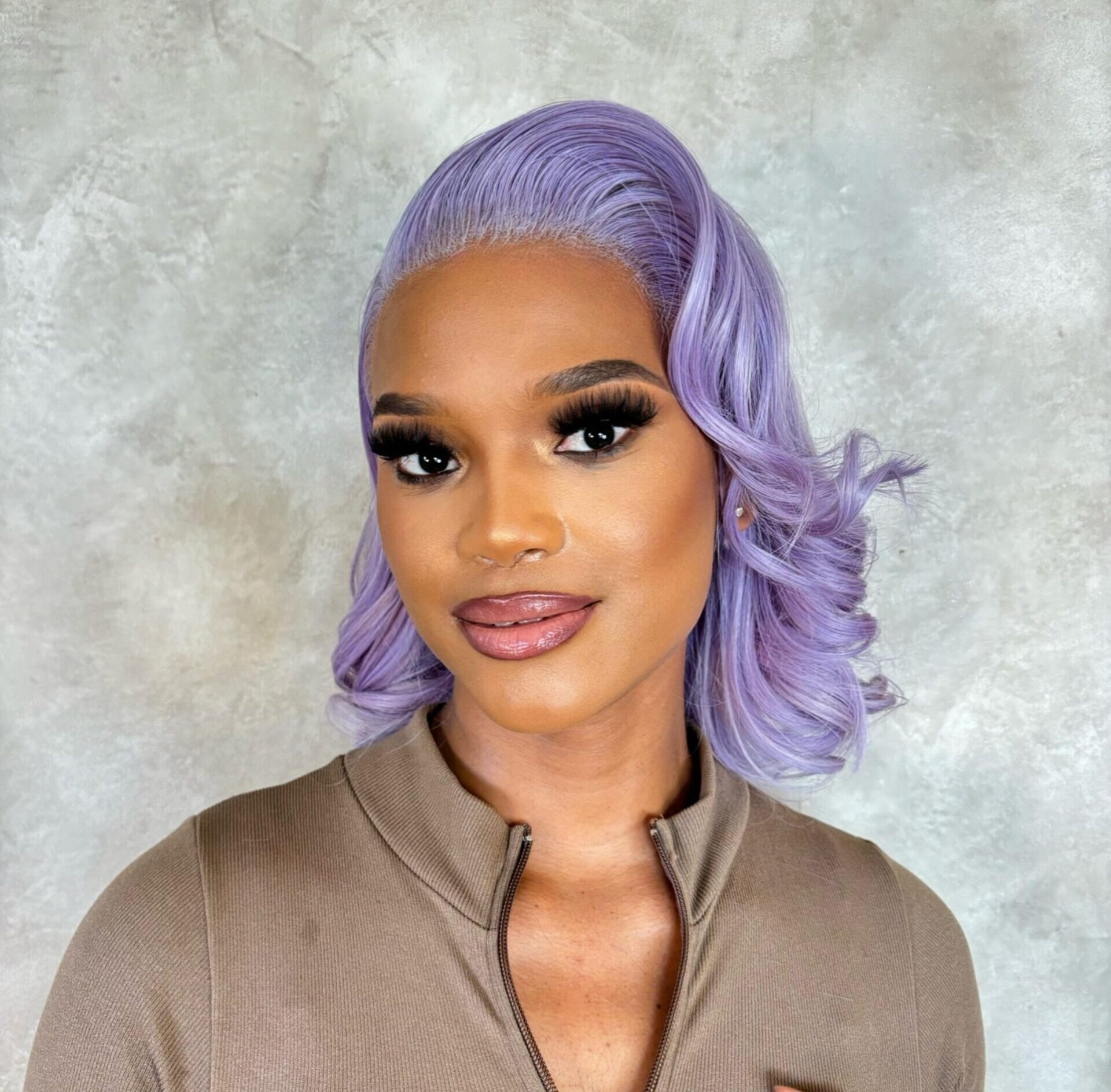 Lavender-colored straight wig from The San Hair's Summer Range, featuring a sleek and silky finish for a vibrant summer look