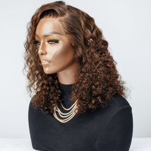 12″ Rose Curl Double Drawn Bob 13×4 (with Color)
